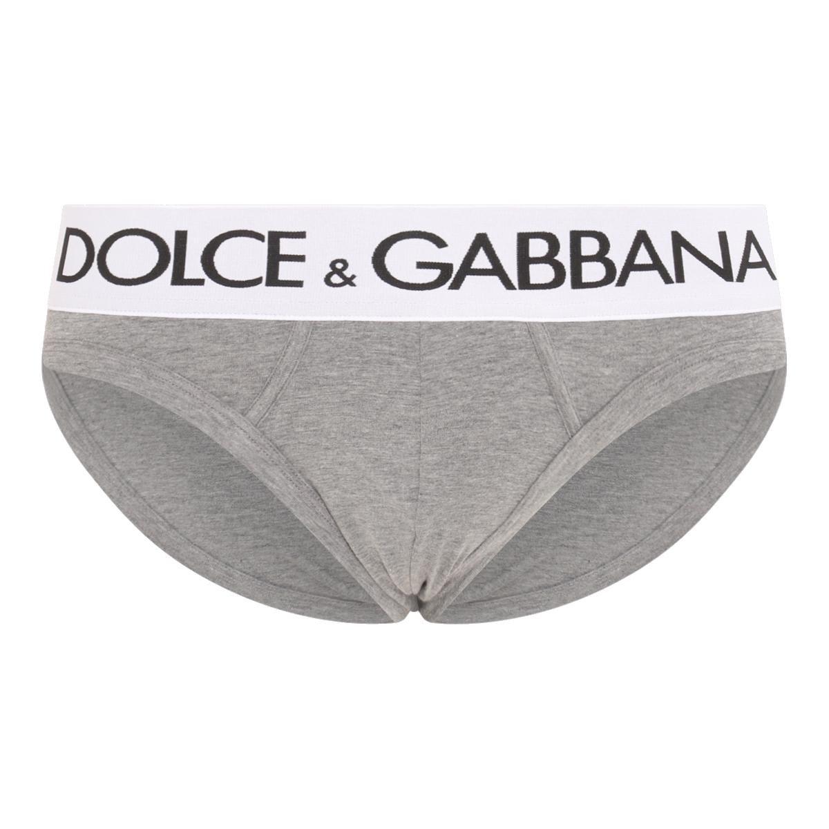 Shop Dolce & Gabbana Elasticated Logo Waist Briefs In Melange Grigi
