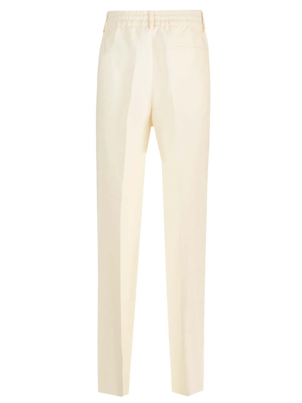 Shop Burberry Paper And Viscose Canvas Trousers In White