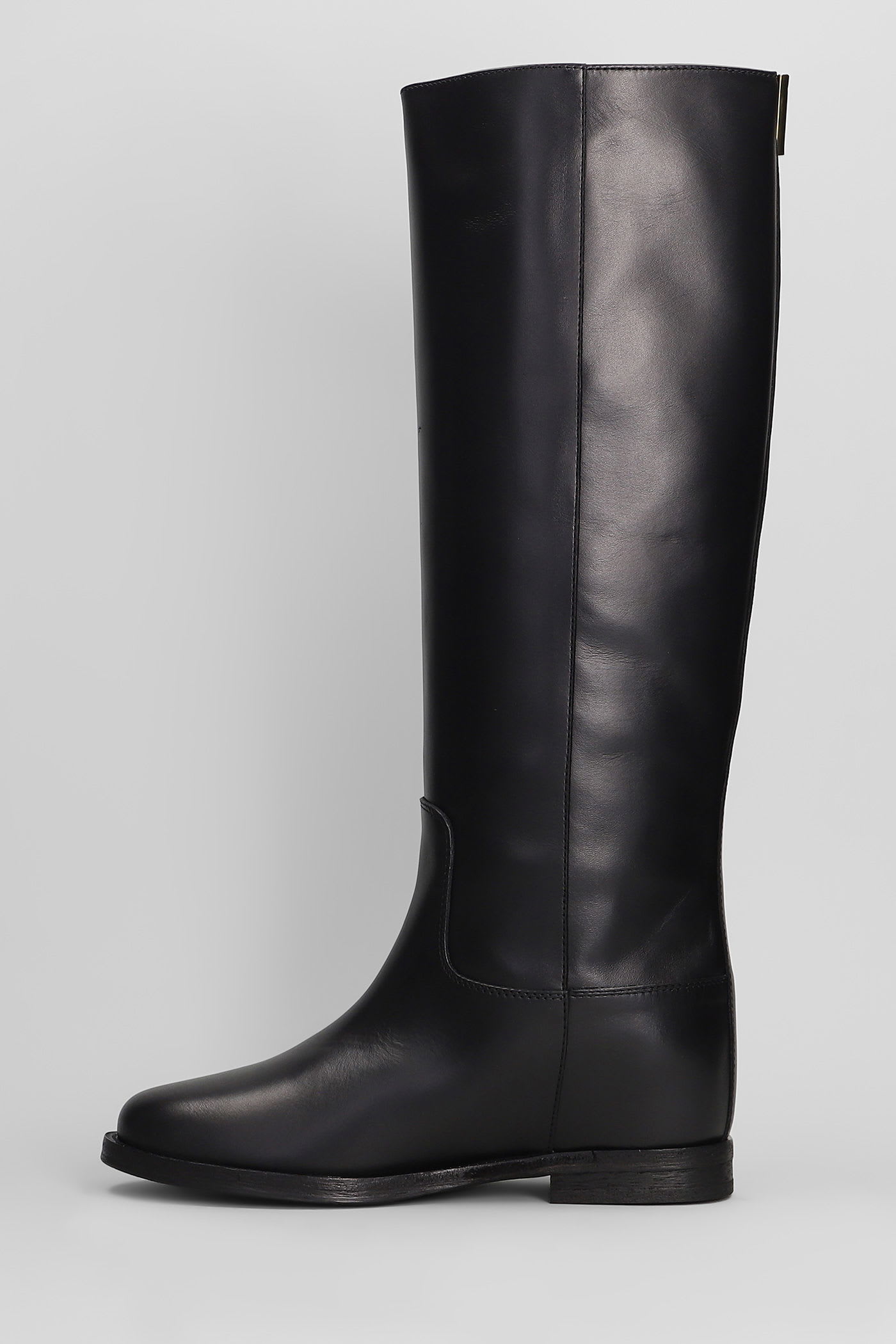 Via Roma 15 V-logo Leather Knee-high Boots In Black