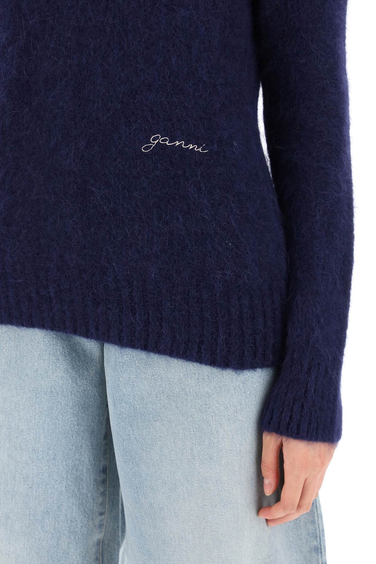 Shop Ganni Brushed Alpaca And Wool Sweater In Sky Captain (blue)