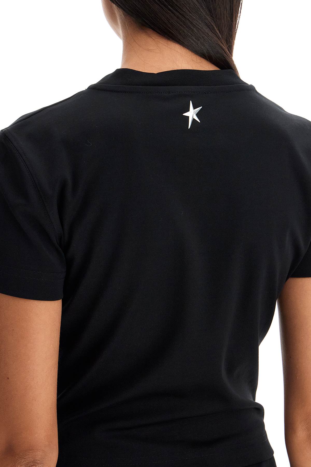 Shop Mugler Cropped T-shirt With Piercing In Black (black)