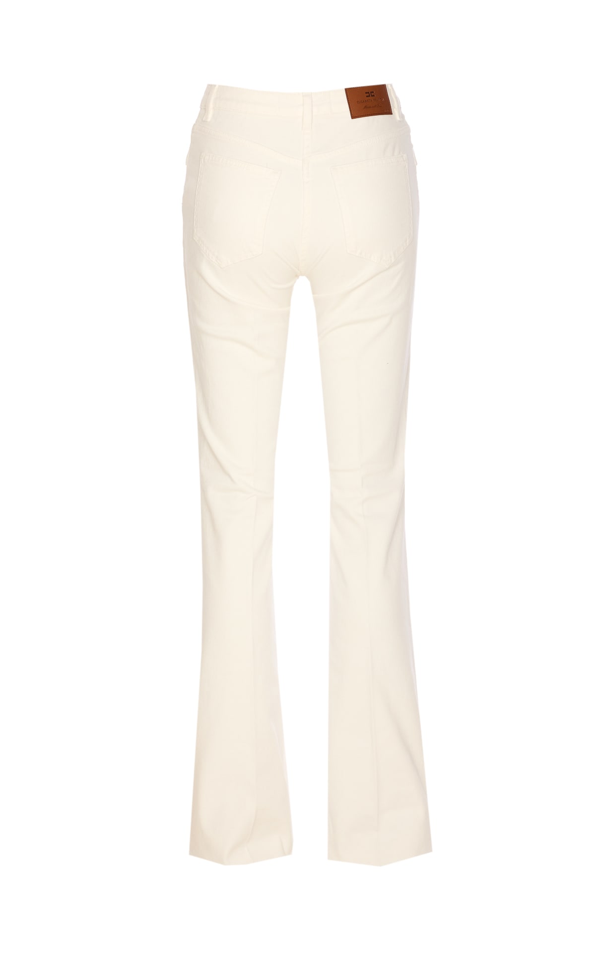 Elisabetta Franchi Tailored White Jeans With Flared Hem In Neutral