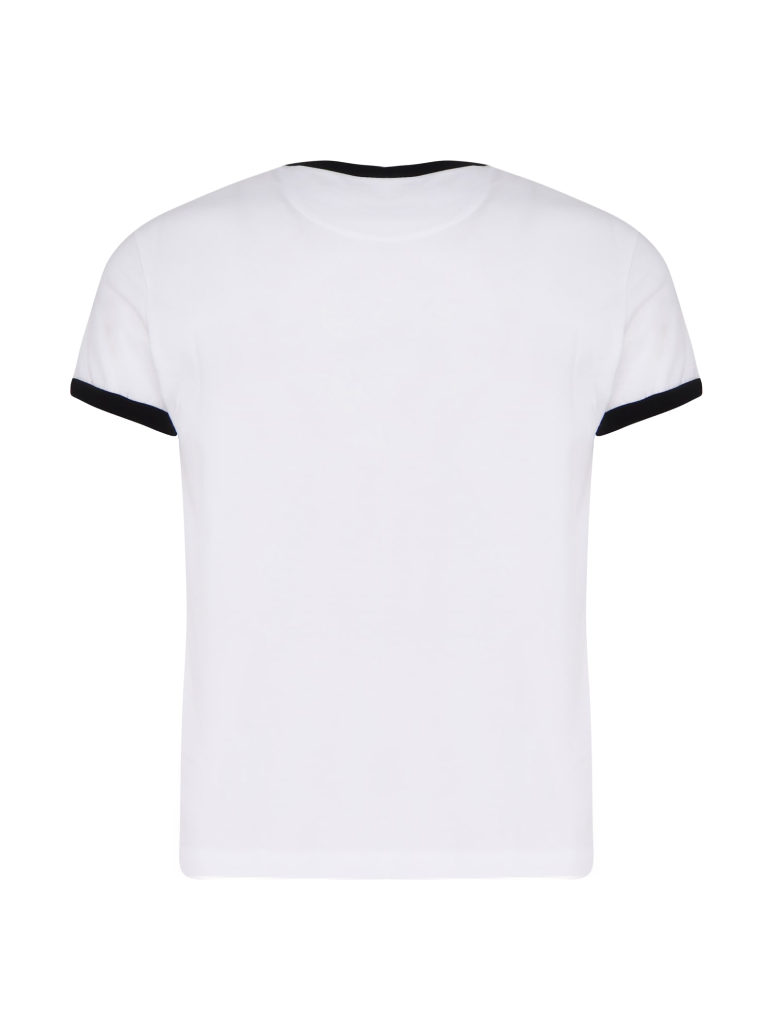 Shop Valentino Cotton T-shirt With Contrasting Color Edges In White, Black