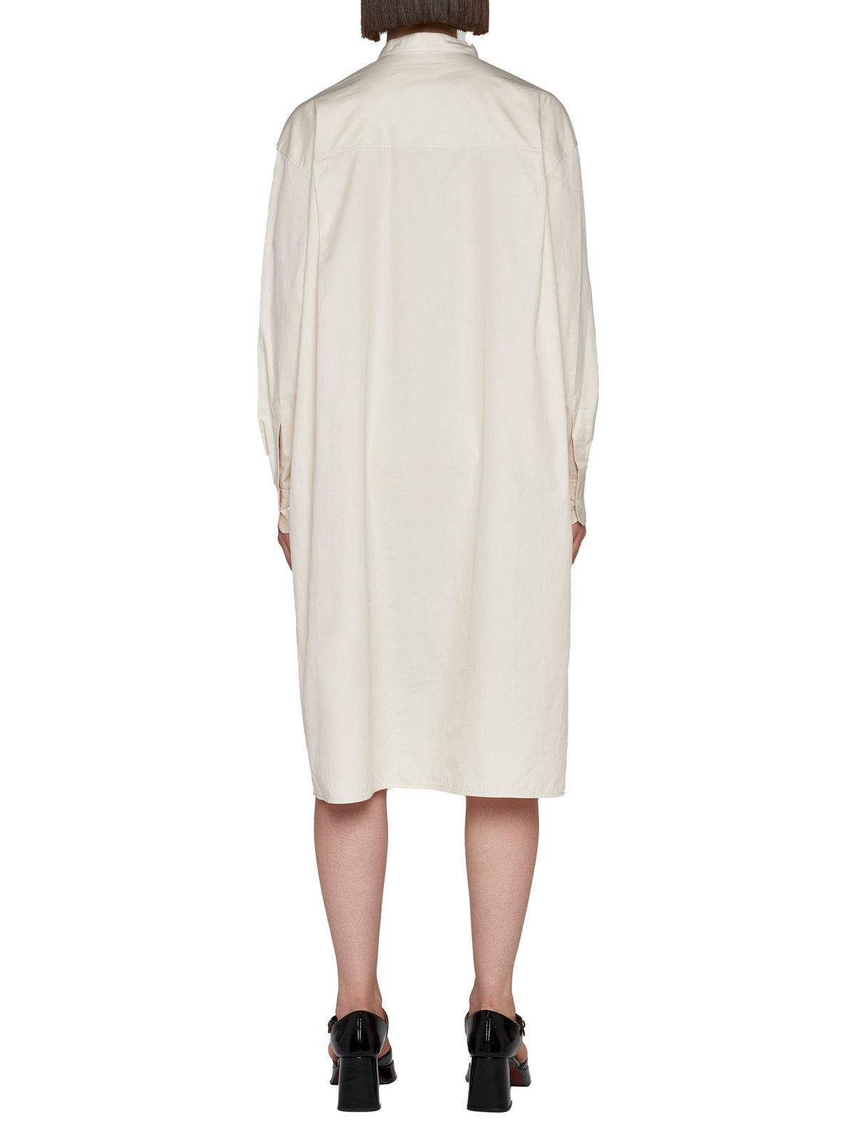 Shop Lemaire Officer Collar Shirt Dress In Ivory
