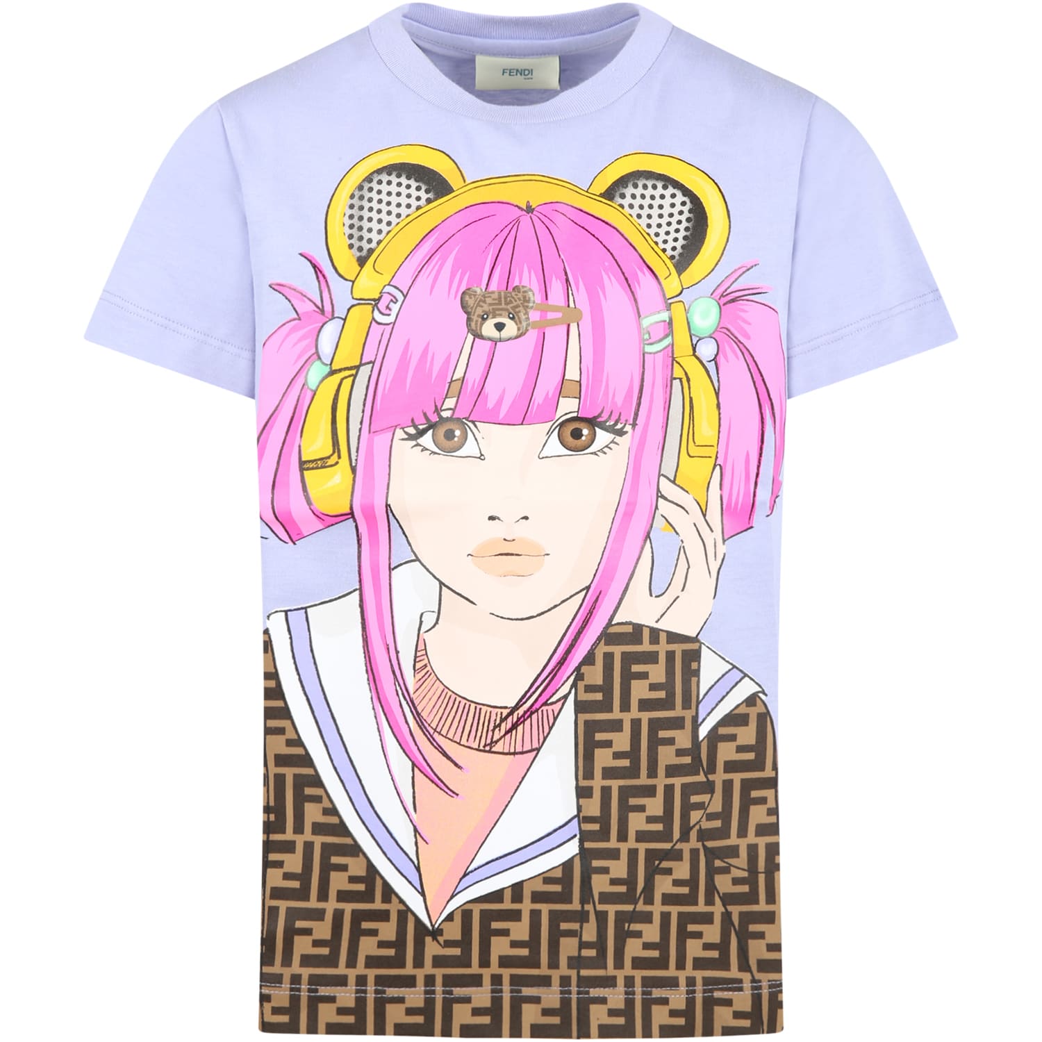 Fendi Purple T-shirt For Girl With Print