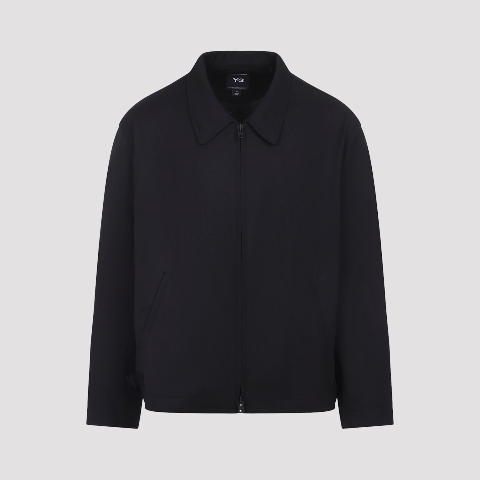 Y-3 Black Wool-blend Jacket With Pointed Collar And Two-way Zip Closure In Black