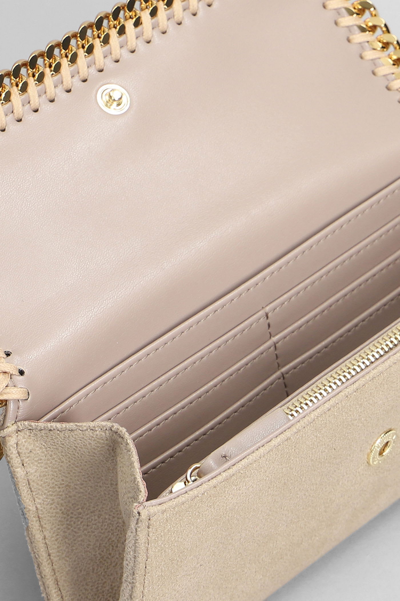 Stella Mccartney Falabella Wallet In Beige Polyester In Sand