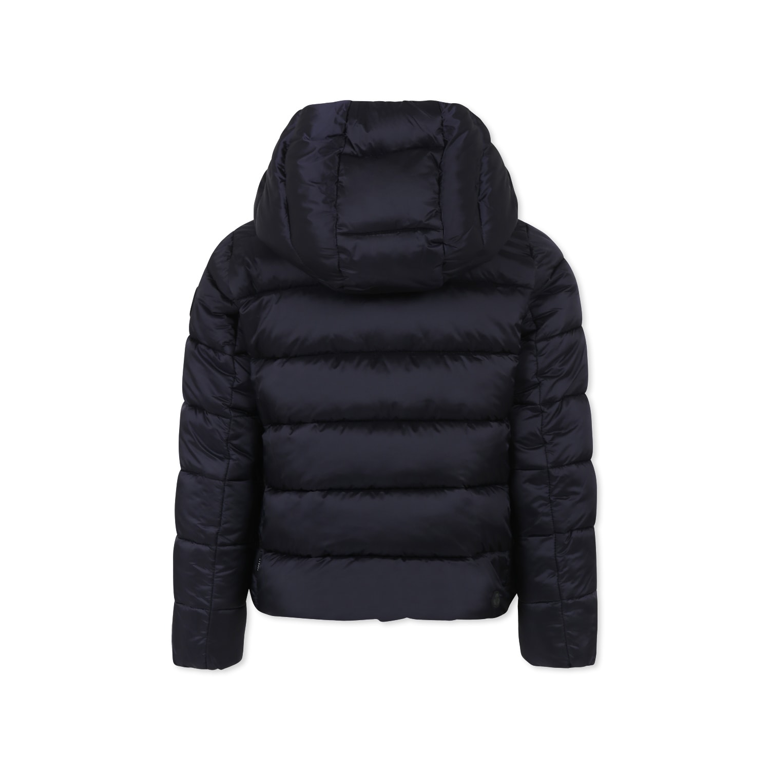 Save The Duck Black Down Jacket For Girl With Logo In Black
