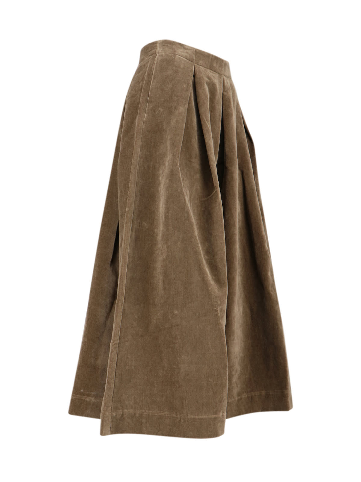 Uma Wang High Waist Pleated Midi Skirt With Side Pockets In Brown