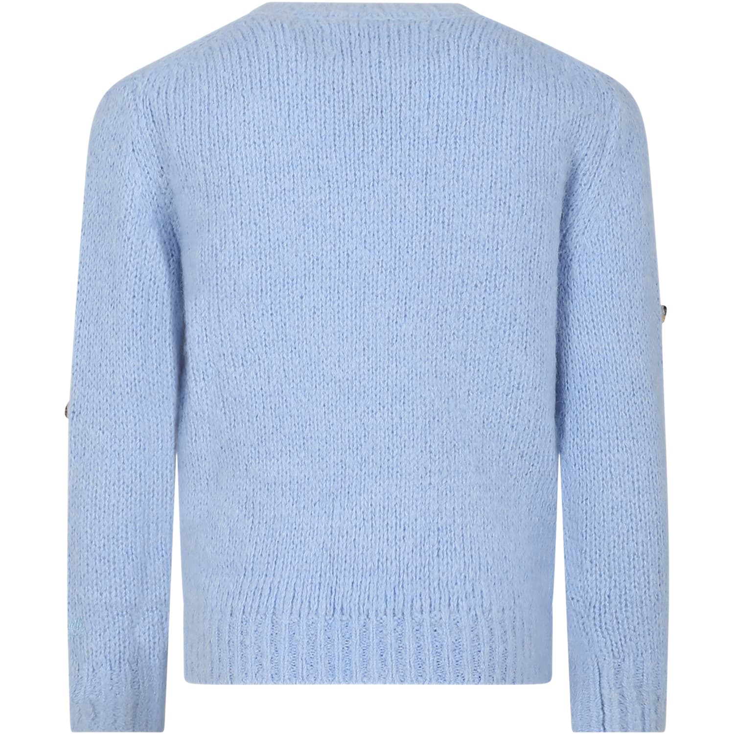 Shop Mc2 Saint Barth Light Blue Sweater For Girl With Dachshund