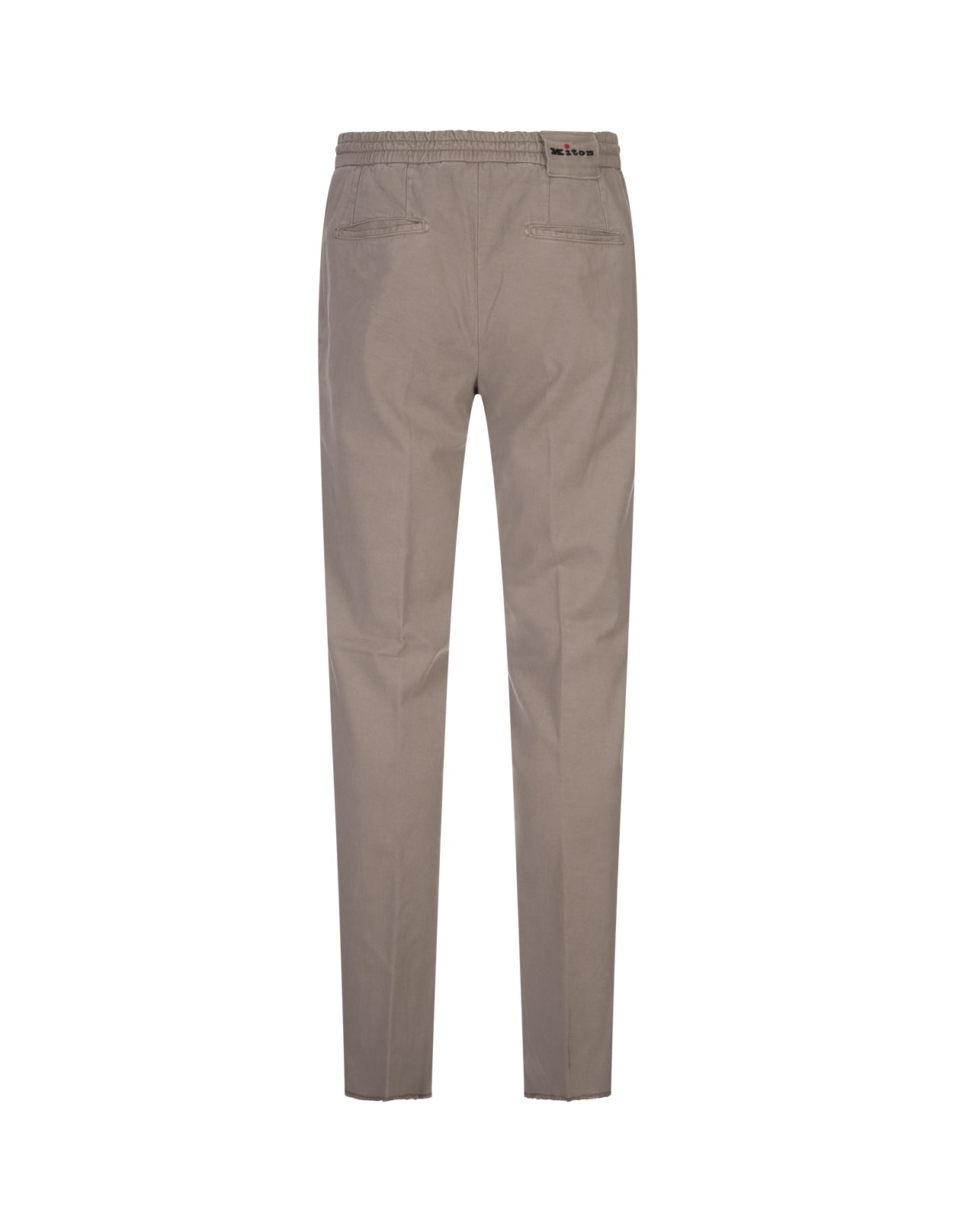 Shop Kiton Taupe Trousers With Elasticised Waistband In Grey