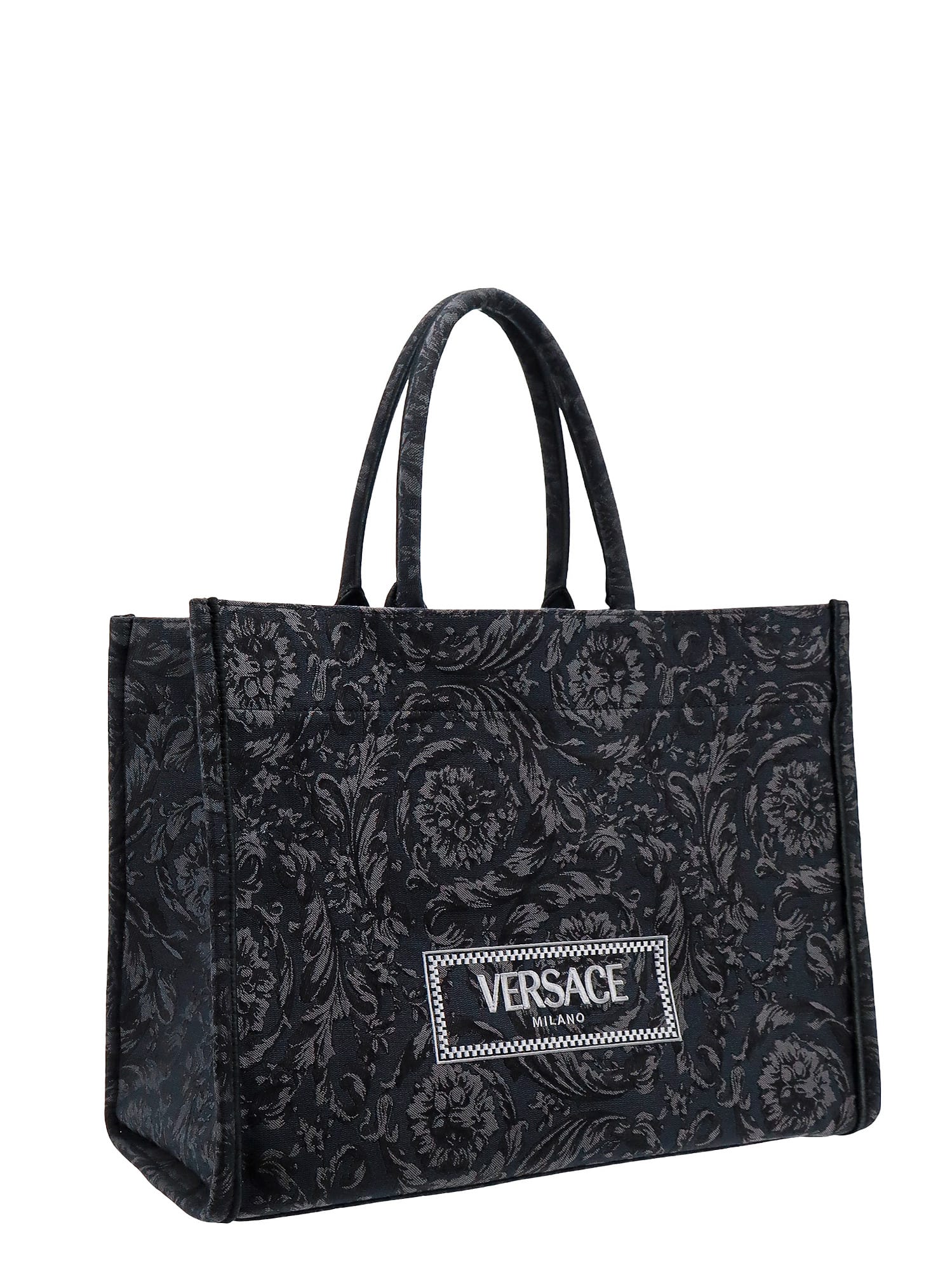 Shop Versace Athena Barocco Shoulder Bag In Black