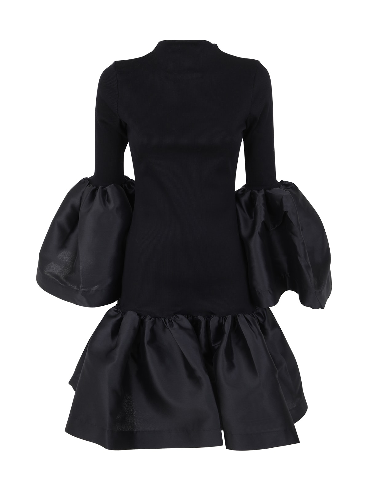 Shop Marques' Almeida Puff Sleeve And Hem Dress In Black