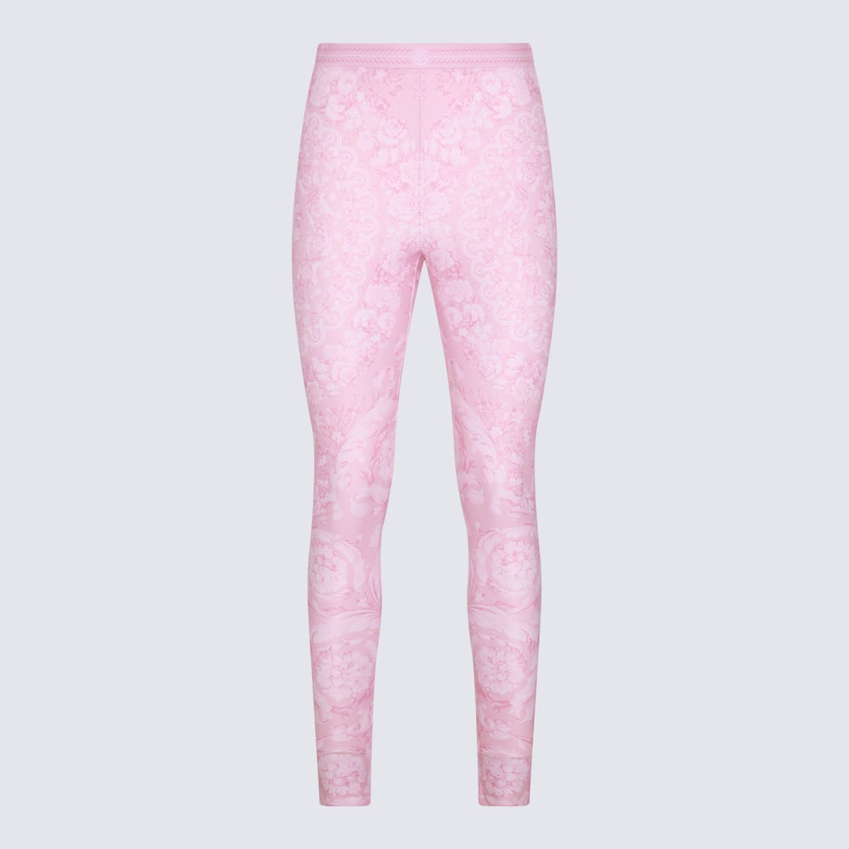 Shop Versace Pink Barocco Leggings In Pale Pink