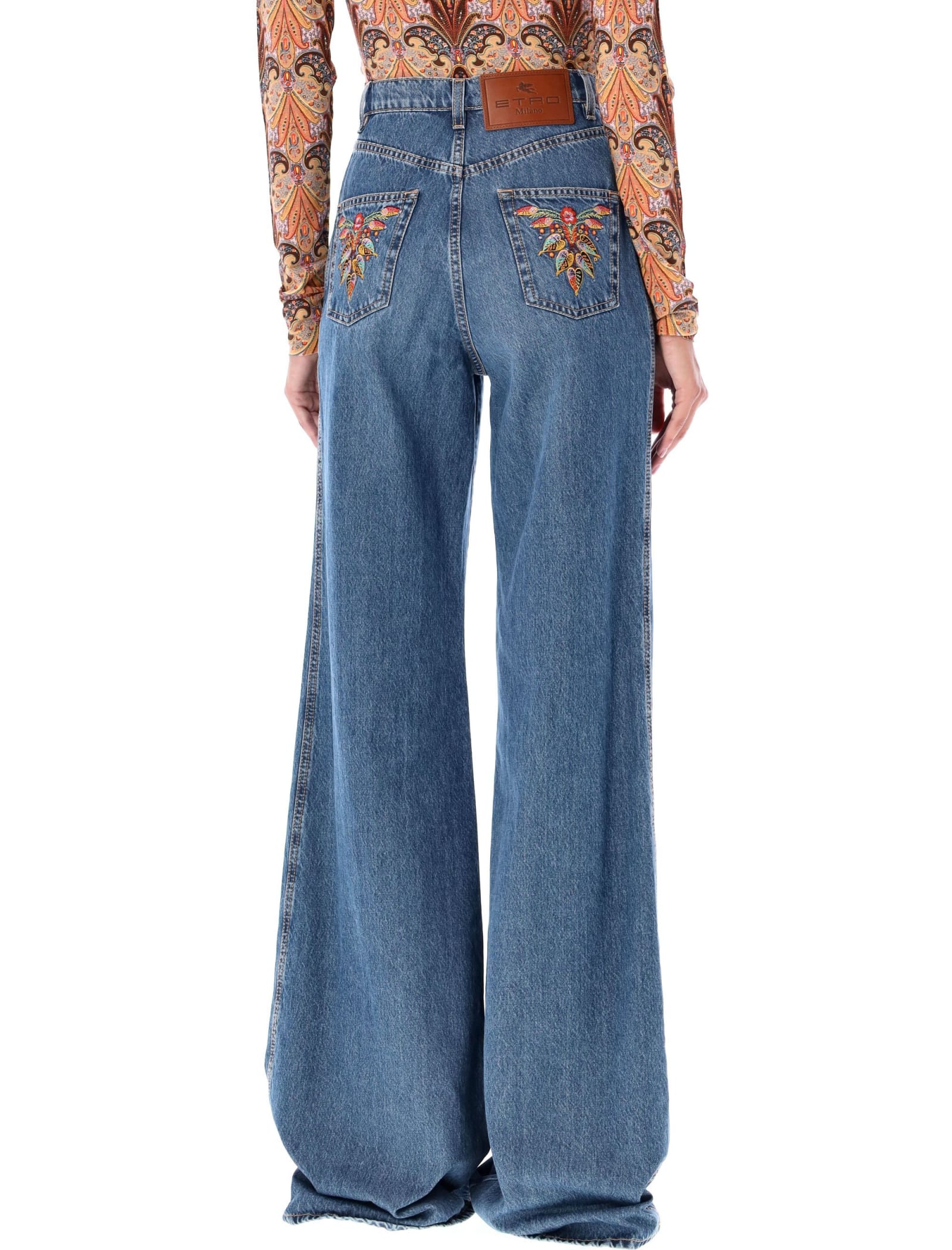 Shop Etro Flared Denim Jeans In Blue