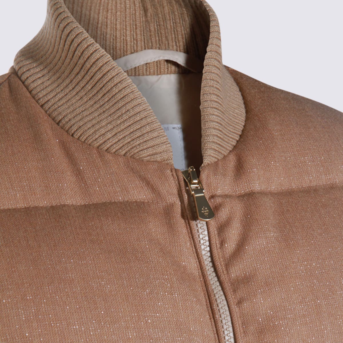 Eleventy Sand Wool Down Jacket In Brown