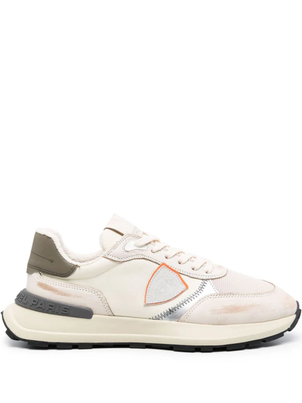 Philippe Model Antibes Sneakers - White, Orange And Military Green In Butter