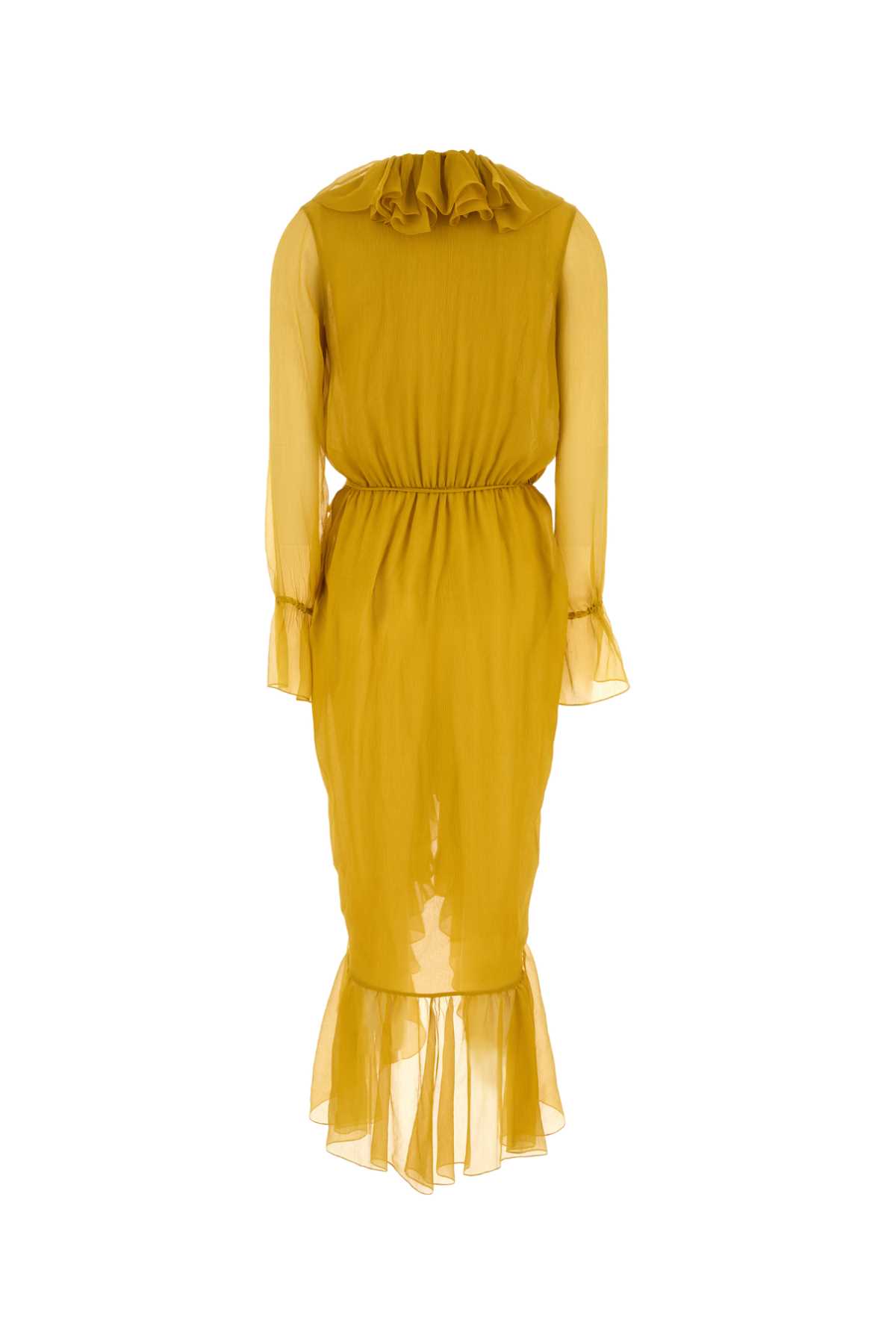 Saint Laurent Abito In Crepe Giallo  Donna