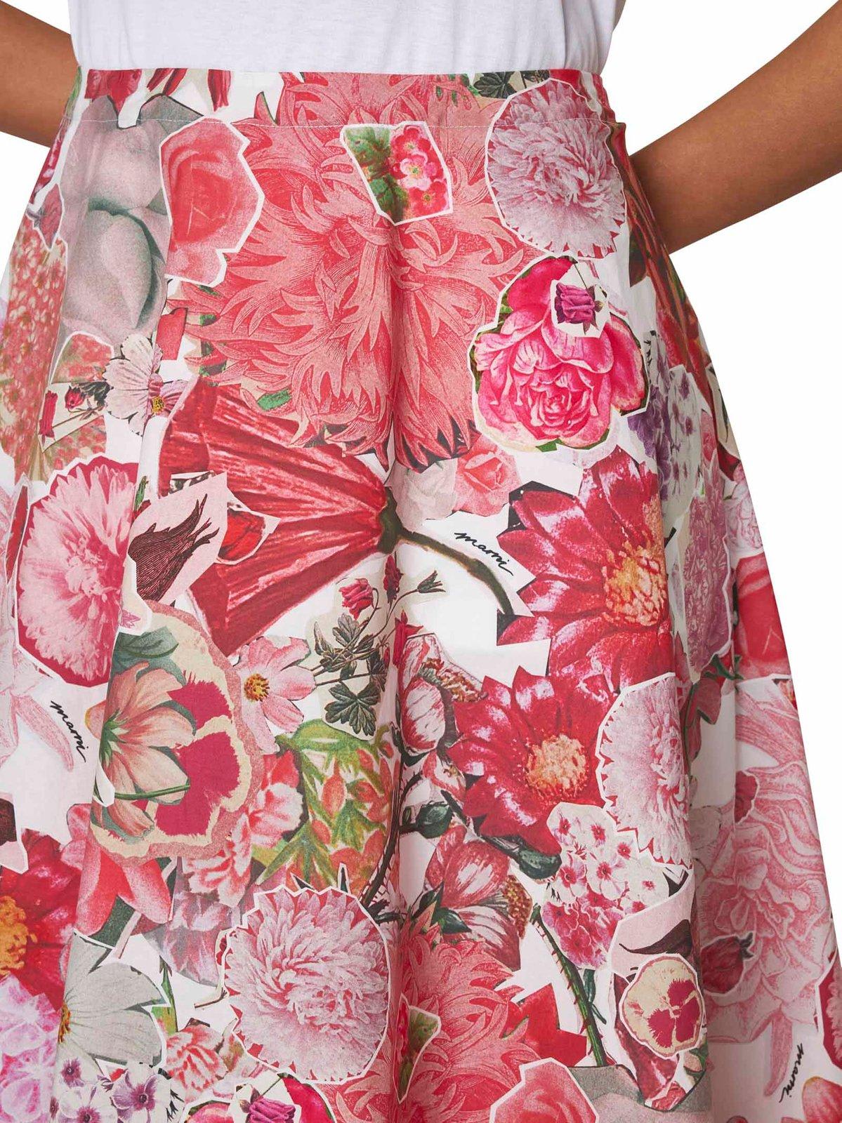 Shop Marni Allover Floral Printed Midi Skirt In Multicolour