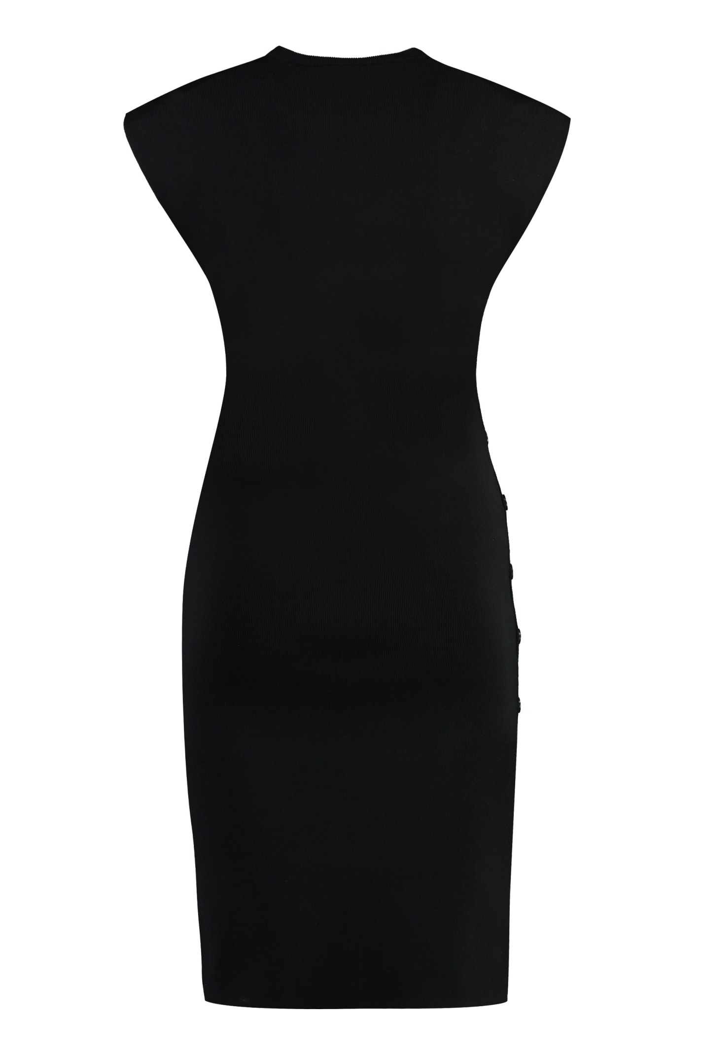 Shop Yves Salomon Ribbed Knit Dress In Black