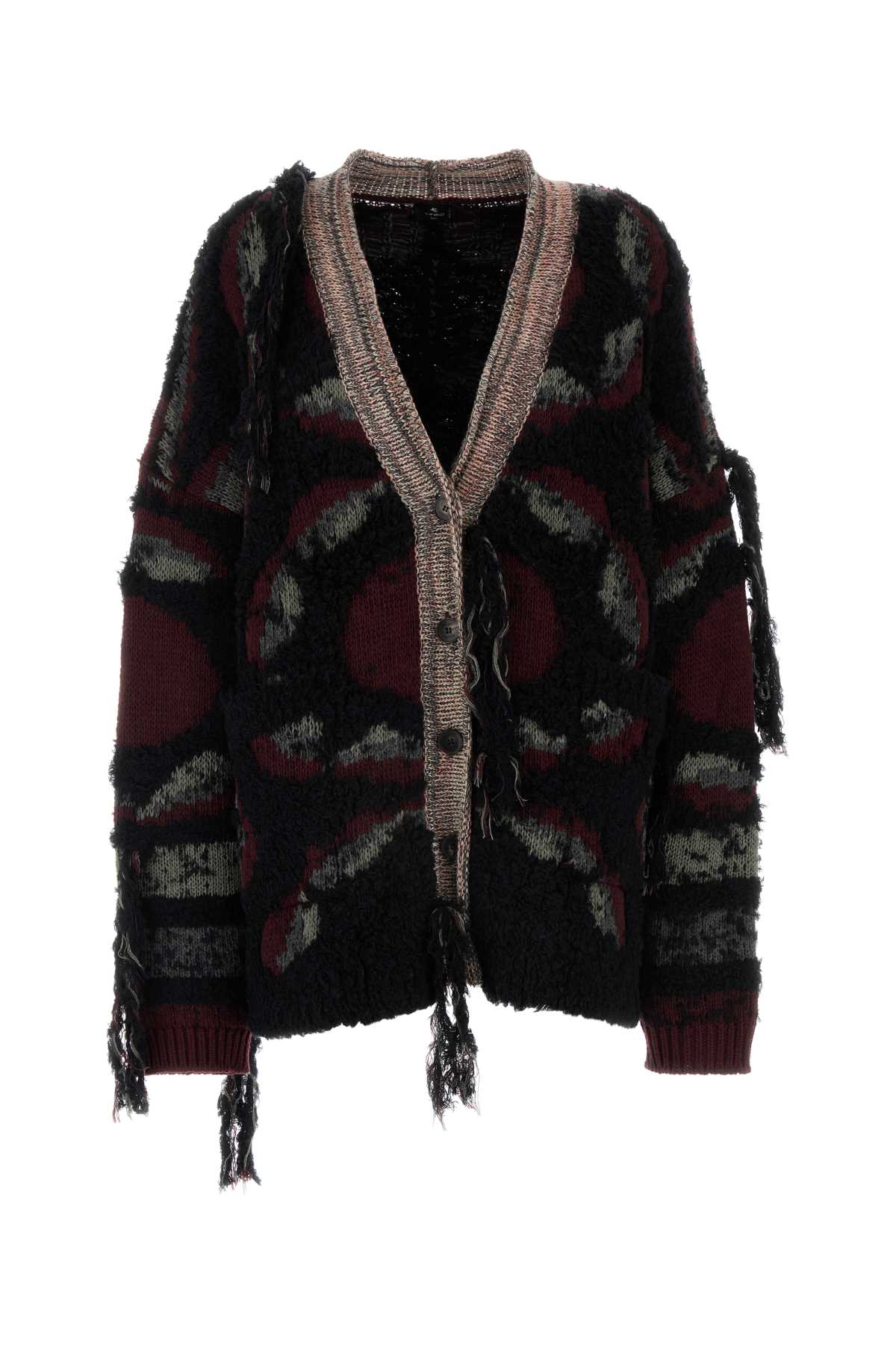 Shop Etro Embroidered Wool Blend Oversize Cardigan In S9001