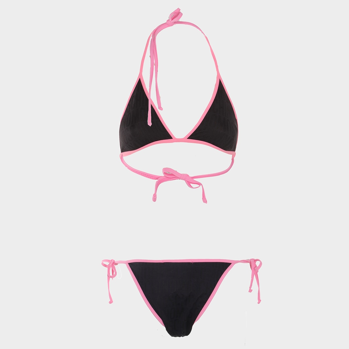 Shop Moschino Black And Pink Bikini Beachwear