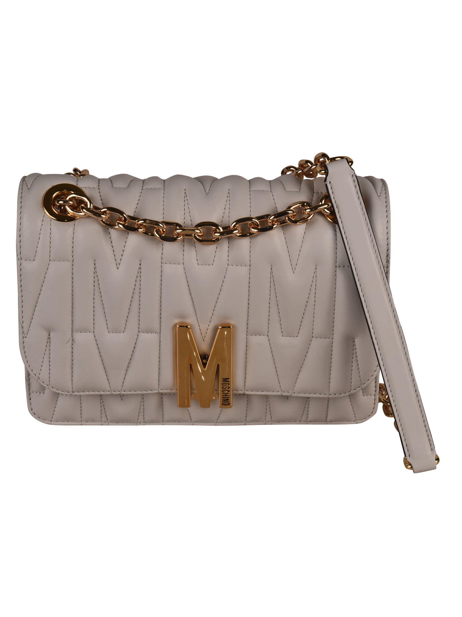 Moschino Logo Quilted Flap Shoulder Bag