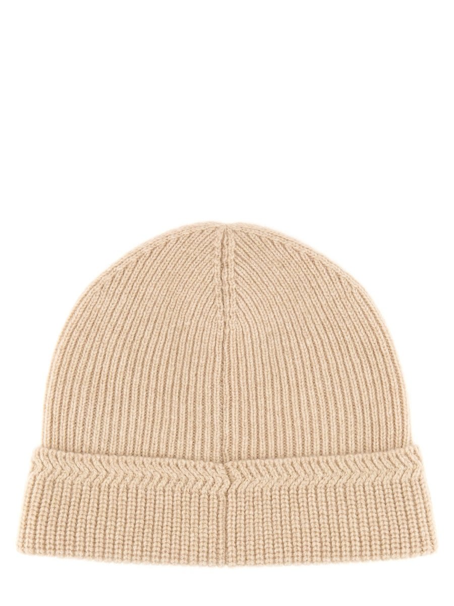 Shop Tom Ford Tf Patch Ribbed Beanie In Ecru