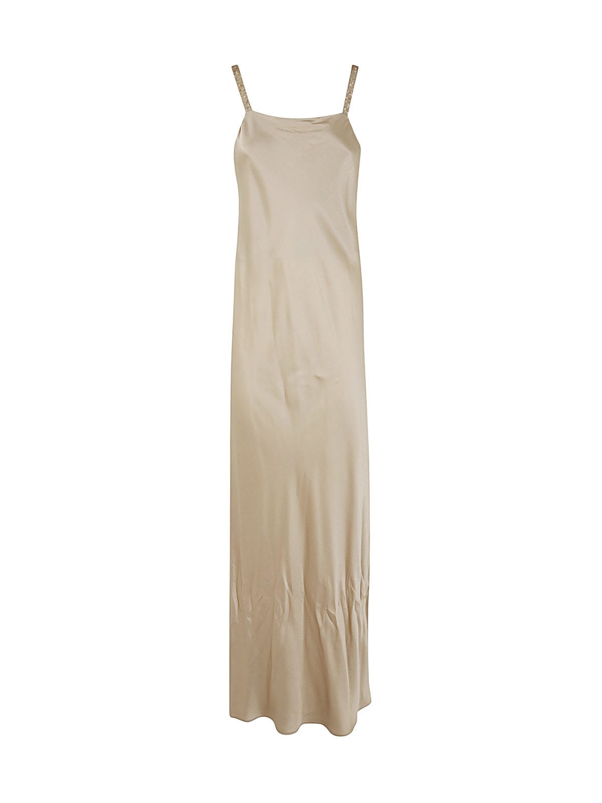 Antonelli Nicla Long Dress With Paillettes Strap In Gold