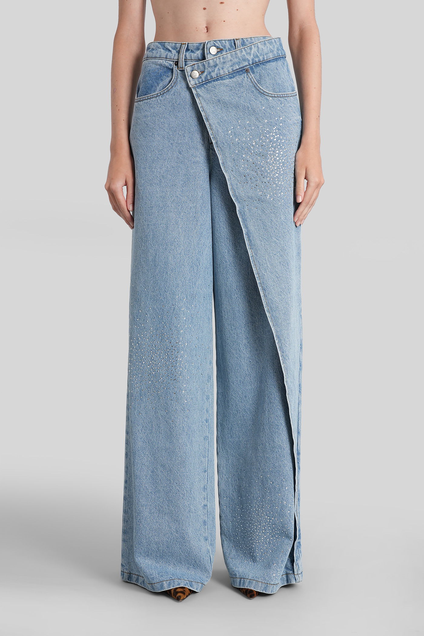 Giuseppe Di Morabito Wide-leg Jeans Featuring Asymmetric Overlay In Blue