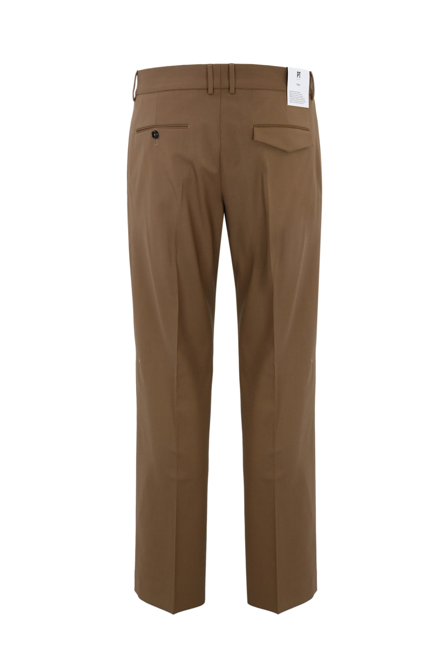 Shop Pt Torino Michael Trousers In Wool Blend In Marrone Medio