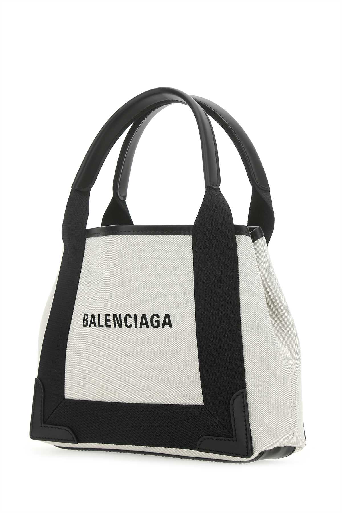 Shop Balenciaga Two-tone Canvas Small Cobas Navy Handbag In 9260