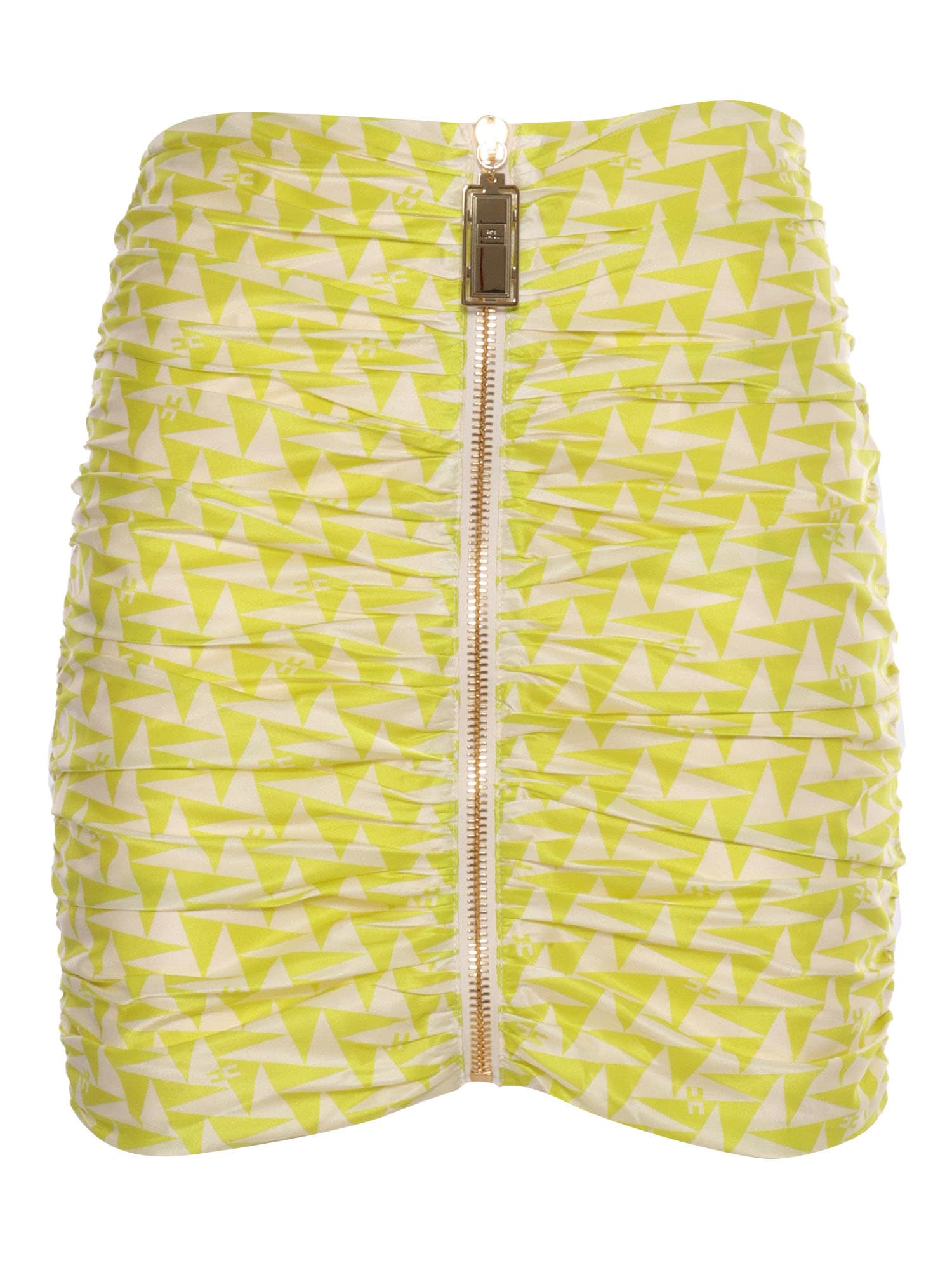 Shop Elisabetta Franchi Yellow Skirt With Zip