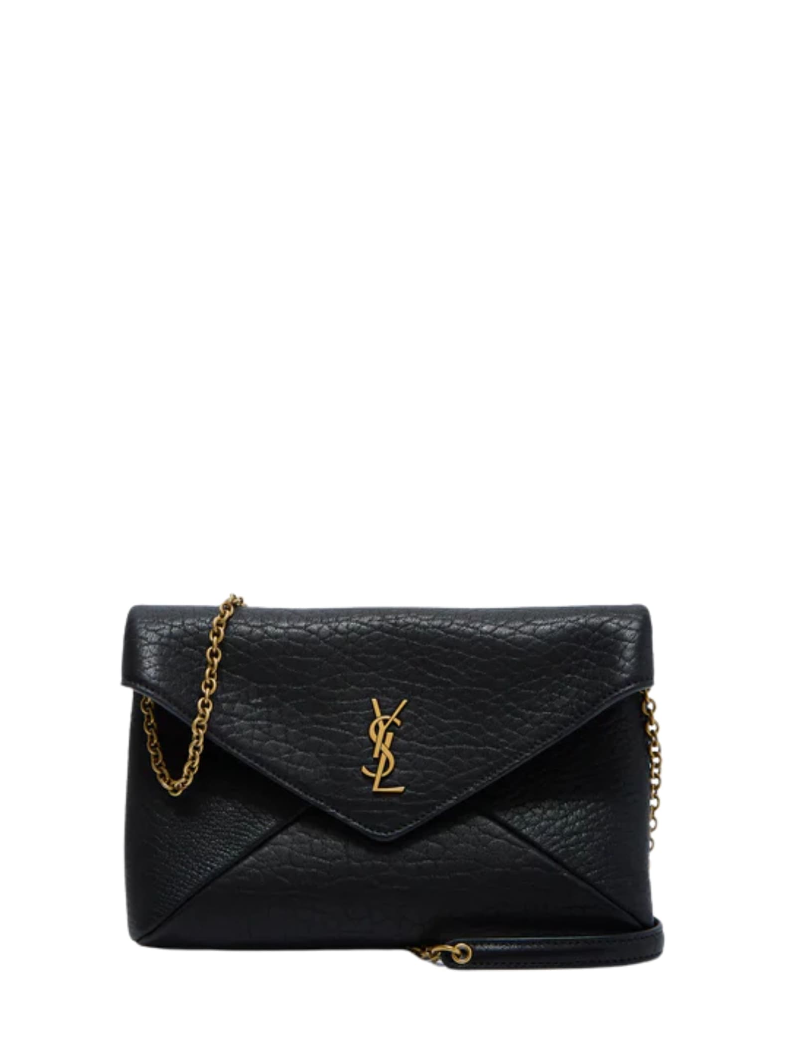 Saint Laurent Cassandre Chain Clutch Bag In Black