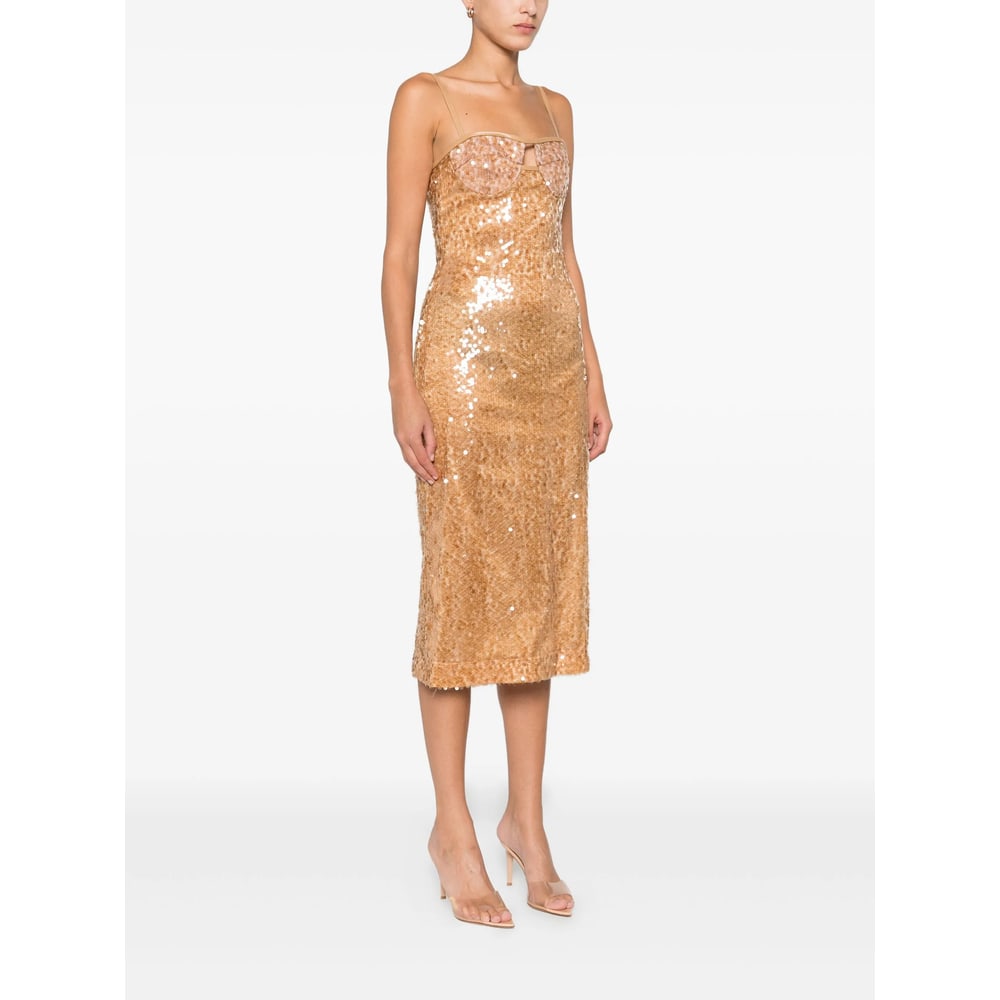 David Koma Stylish Sequin Mini Dress With Cut-out Detail And Shoulder Straps In Brown