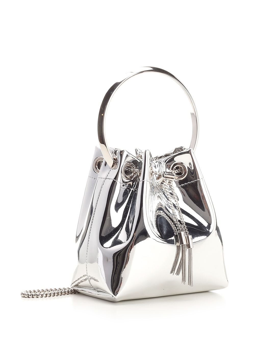 Shop Jimmy Choo Bon Bon Hand Bag In Silver