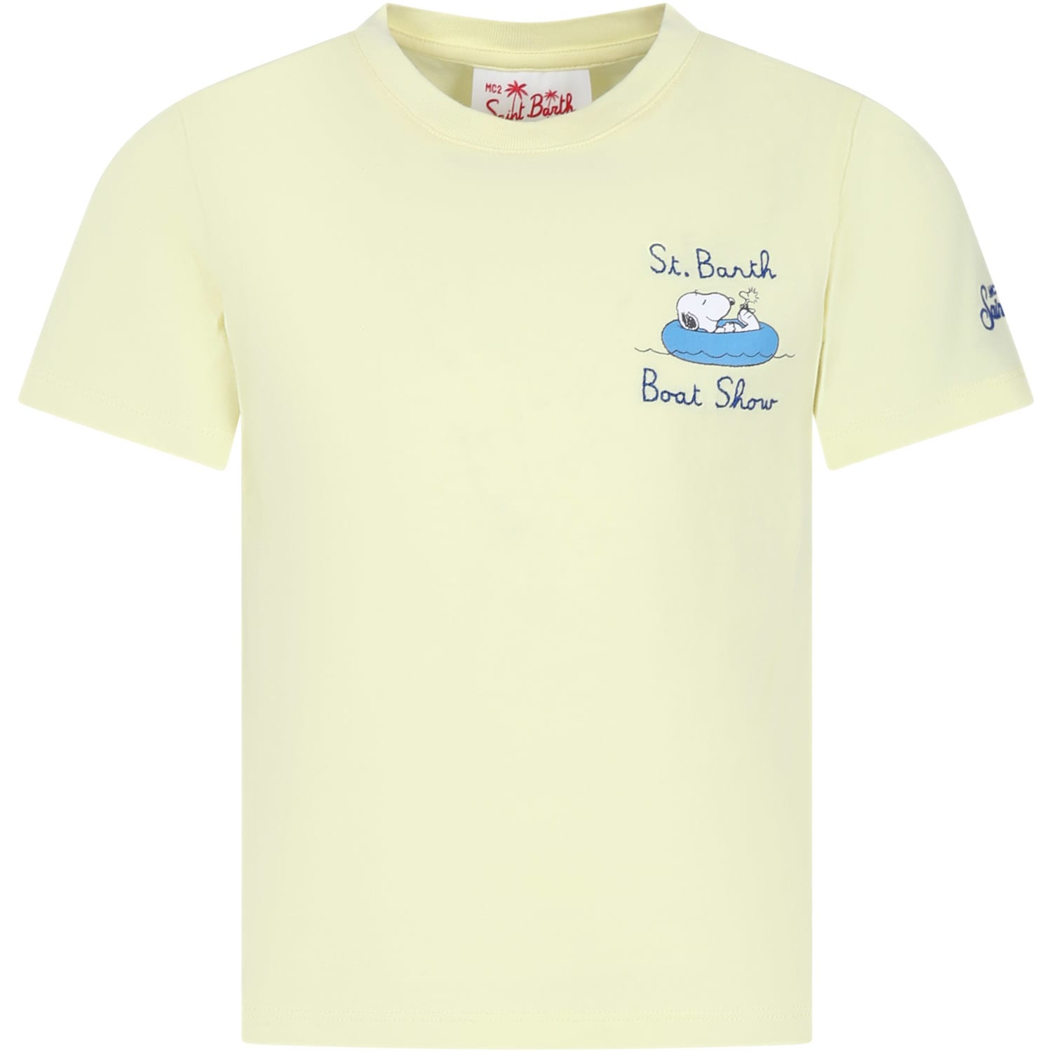 Shop Mc2 Saint Barth Yellow T-shirt For Kids With Snoopy Print