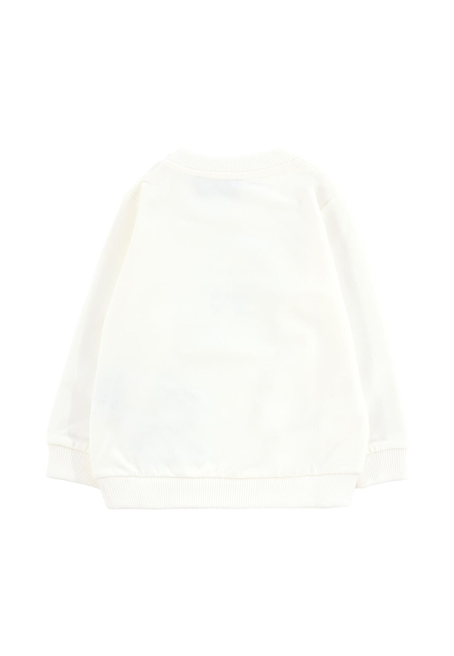 Moschino Ivory Sweatshirt For Baby Girl With Teddy Bear In White