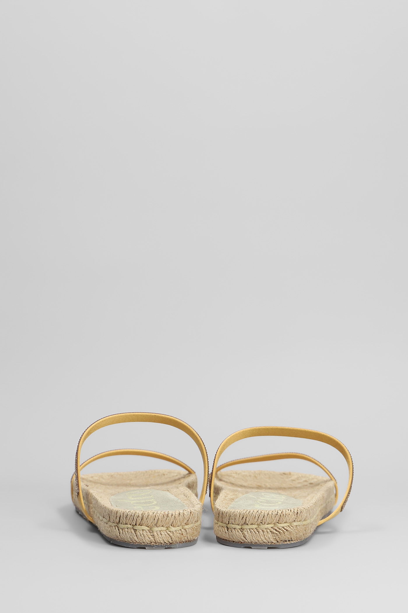 Pedro Garcia Janna Flats In Gold Satin In Brown