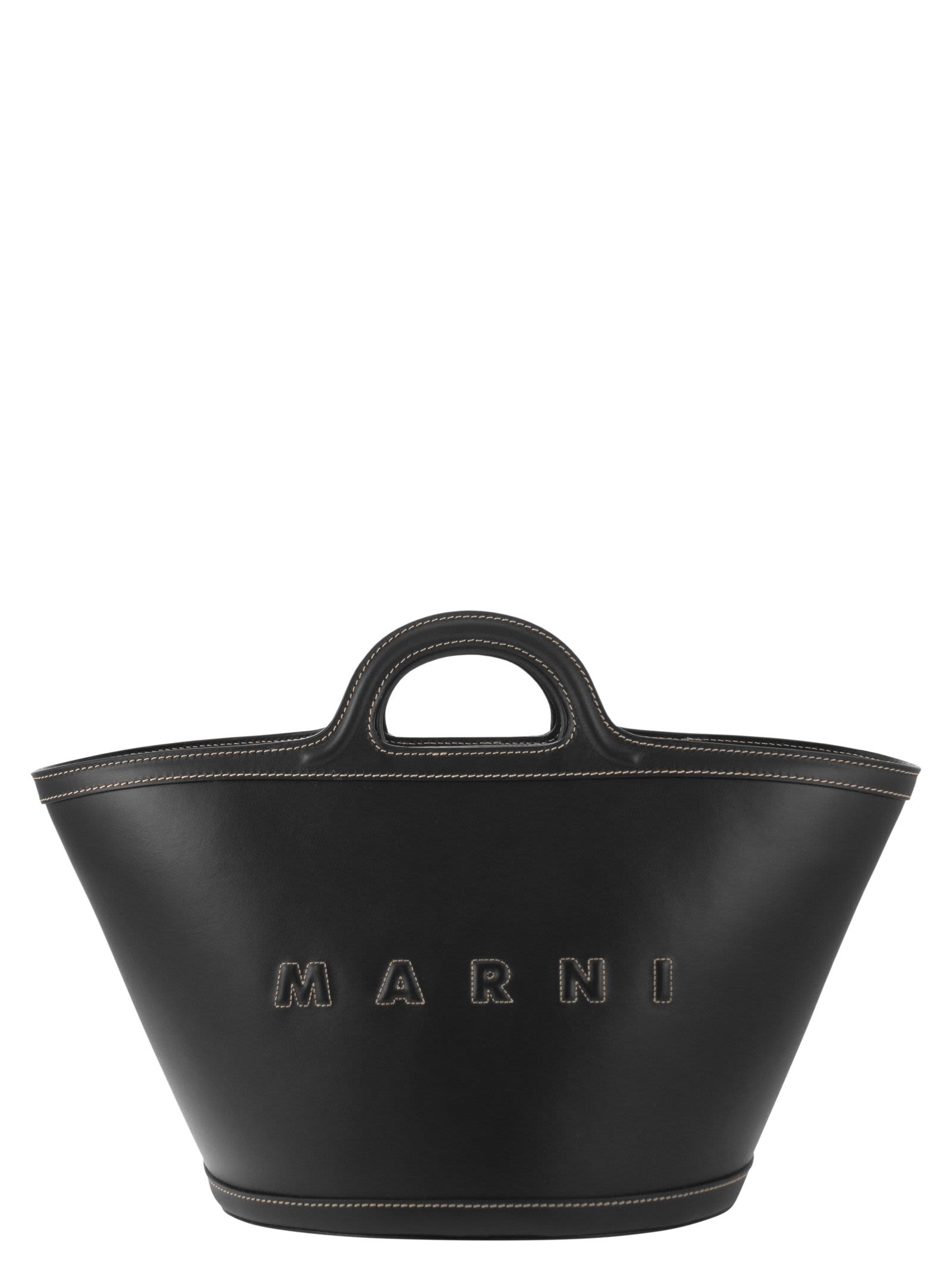 Shop Marni Tropicalia S - Leather Handbag In Black