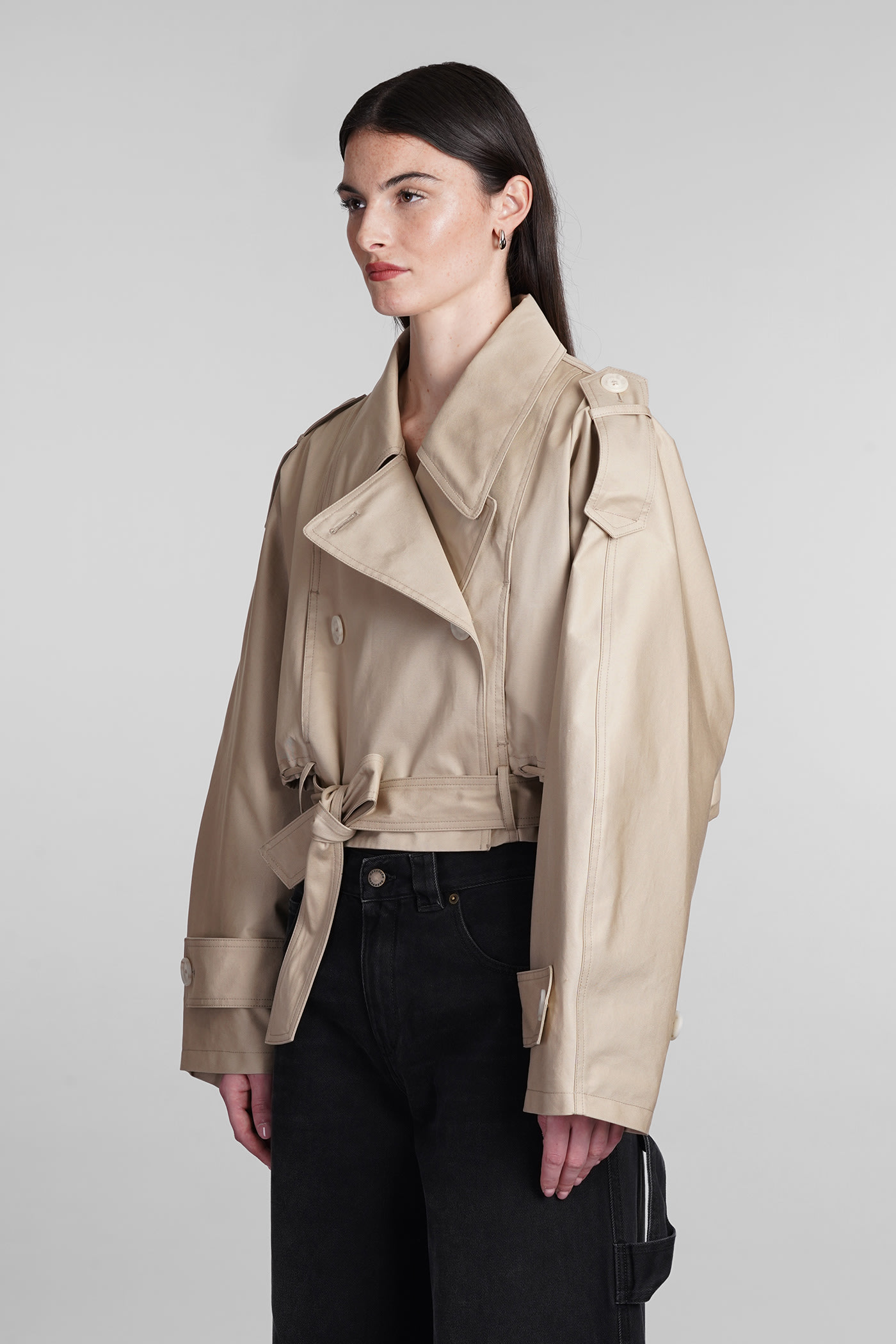 Shop Darkpark Penelope Casual Jacket In Beige Cotton