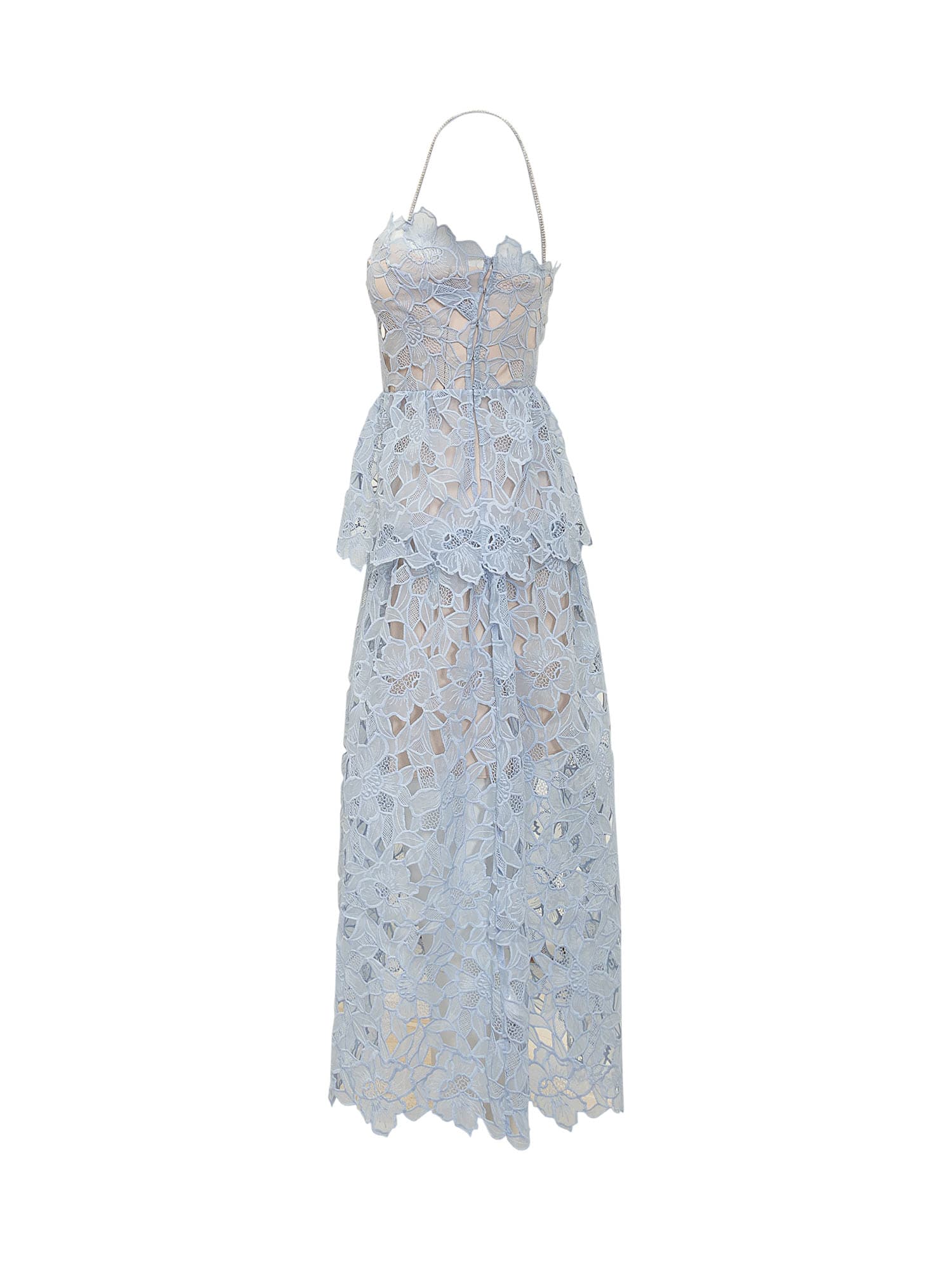 Shop Self-portrait Organza Midi Dress In Blue