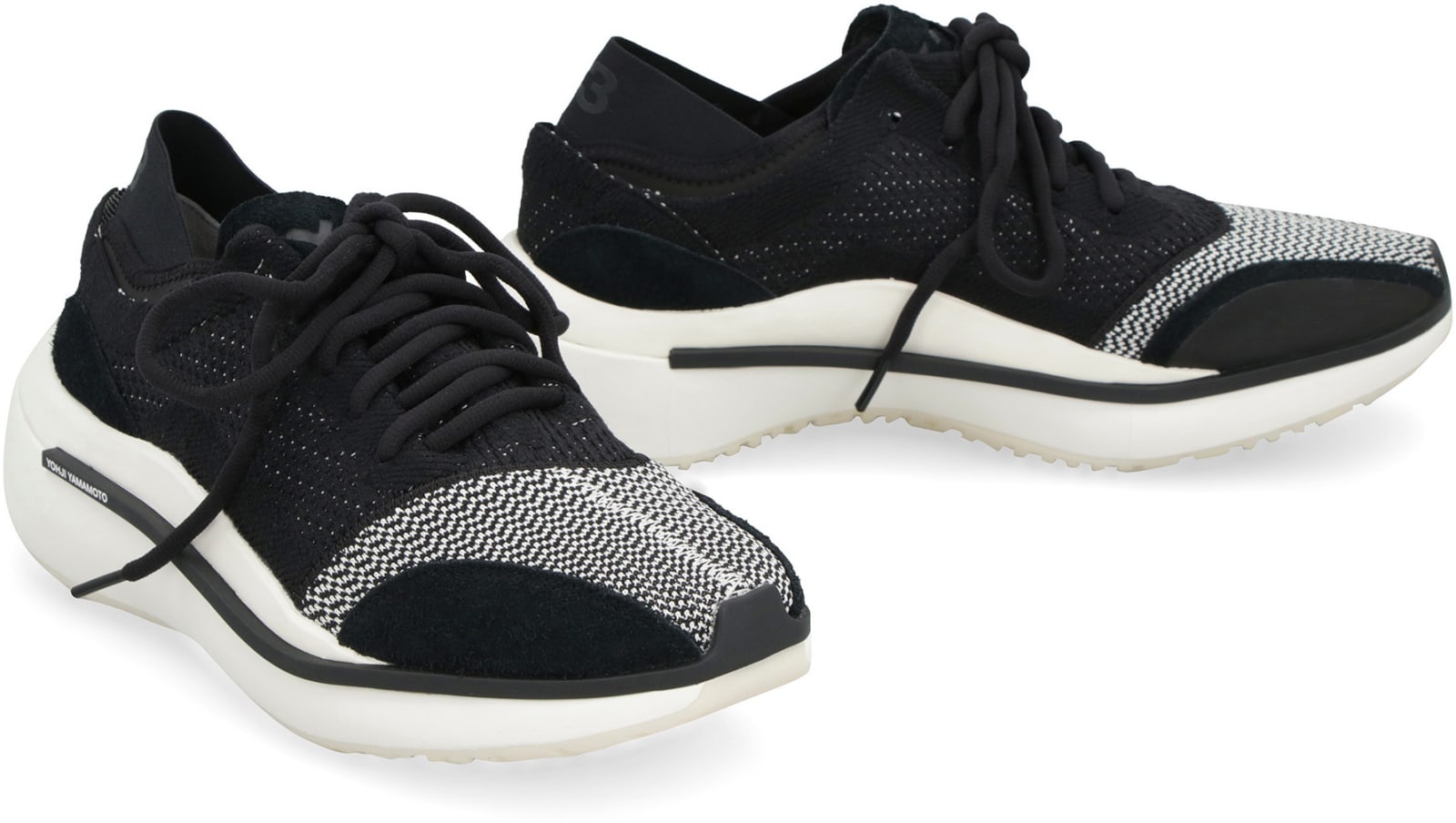 Shop Y-3 Qisan Knit Fabric Low-top Sneakers In Black