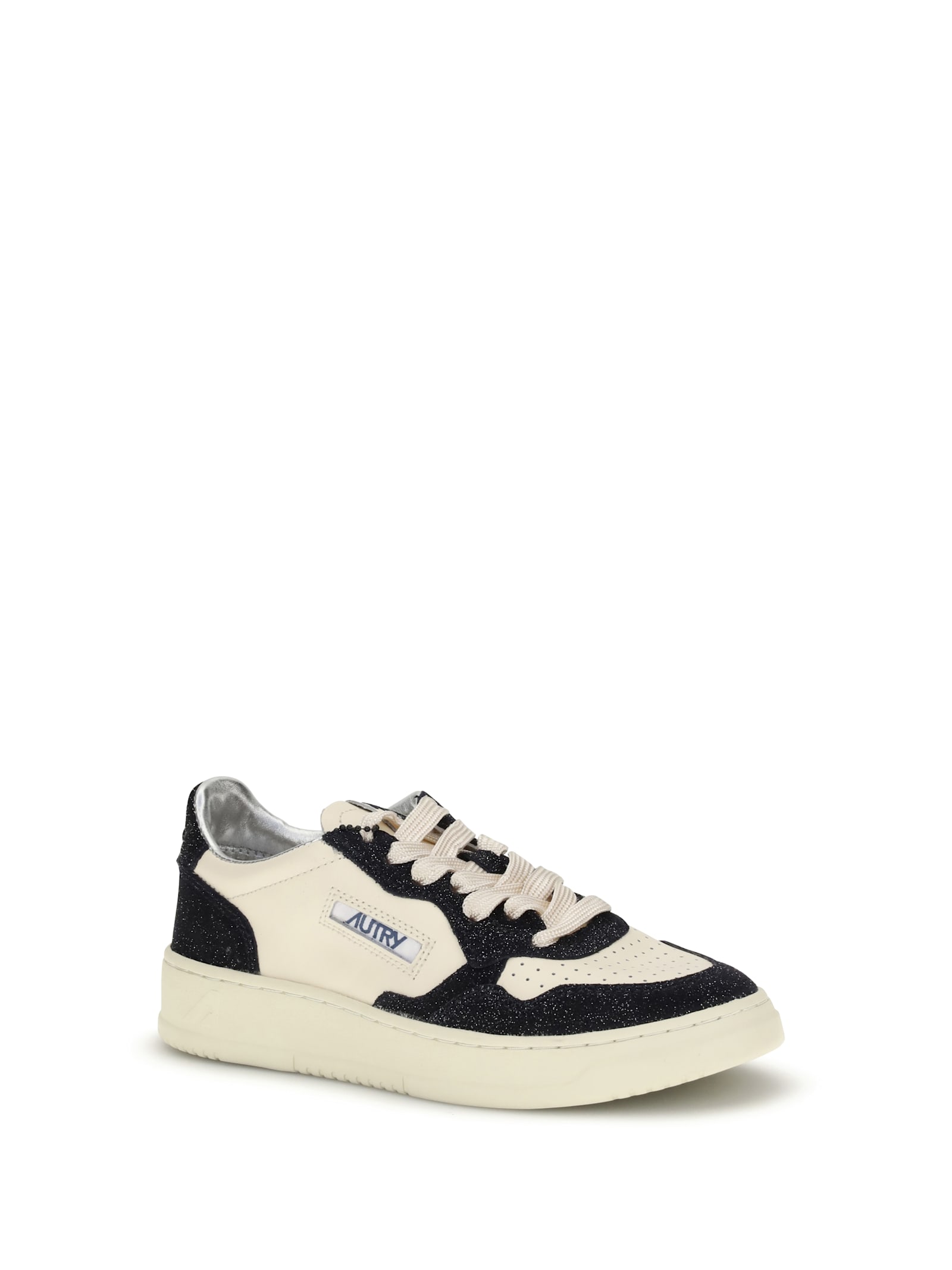 Autry Sneakers Medalist Low In Avory And Blue Leather Glittered In Multi