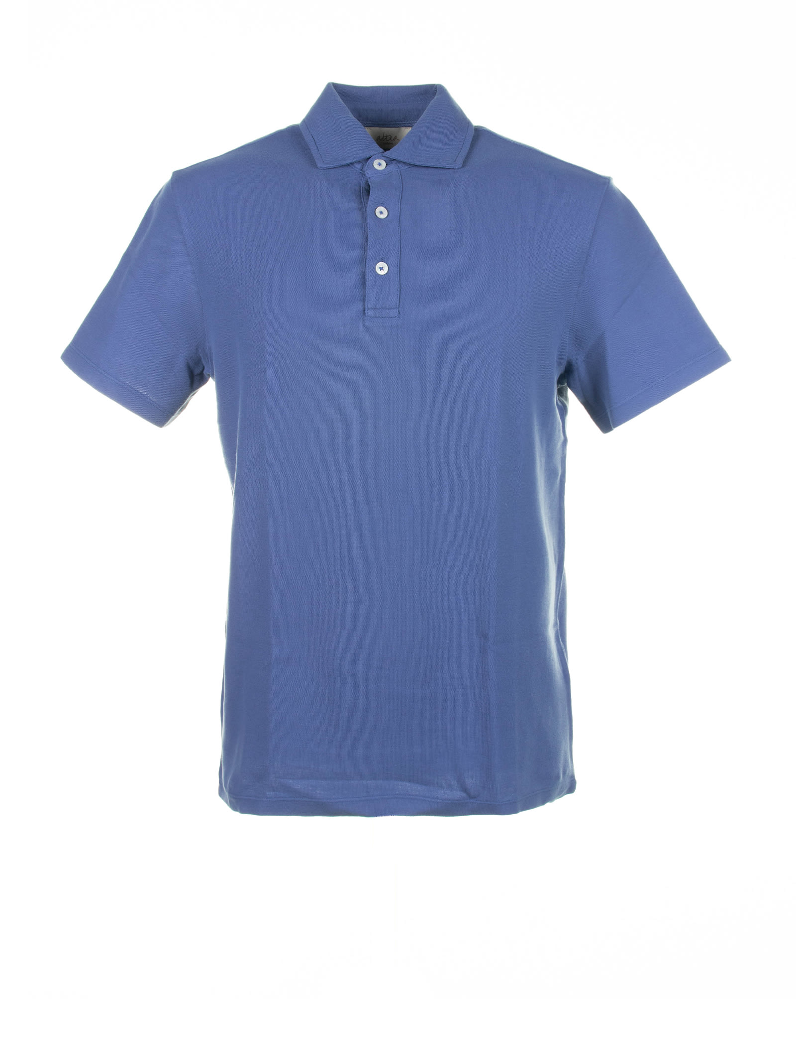 Light Blue Short-sleeved Polo Shirt In Cotton