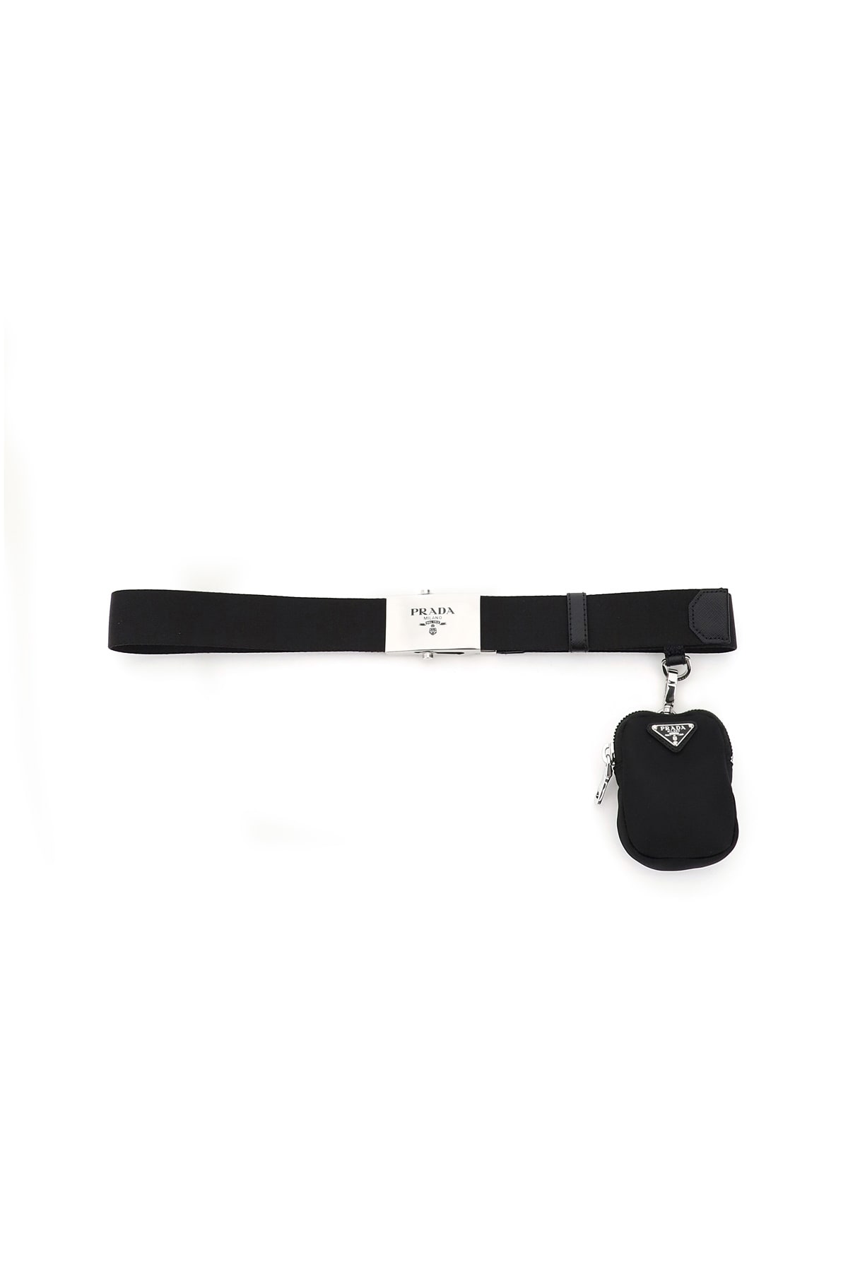 Prada Nylon Webbing Belt With Pouch In Nero (black)