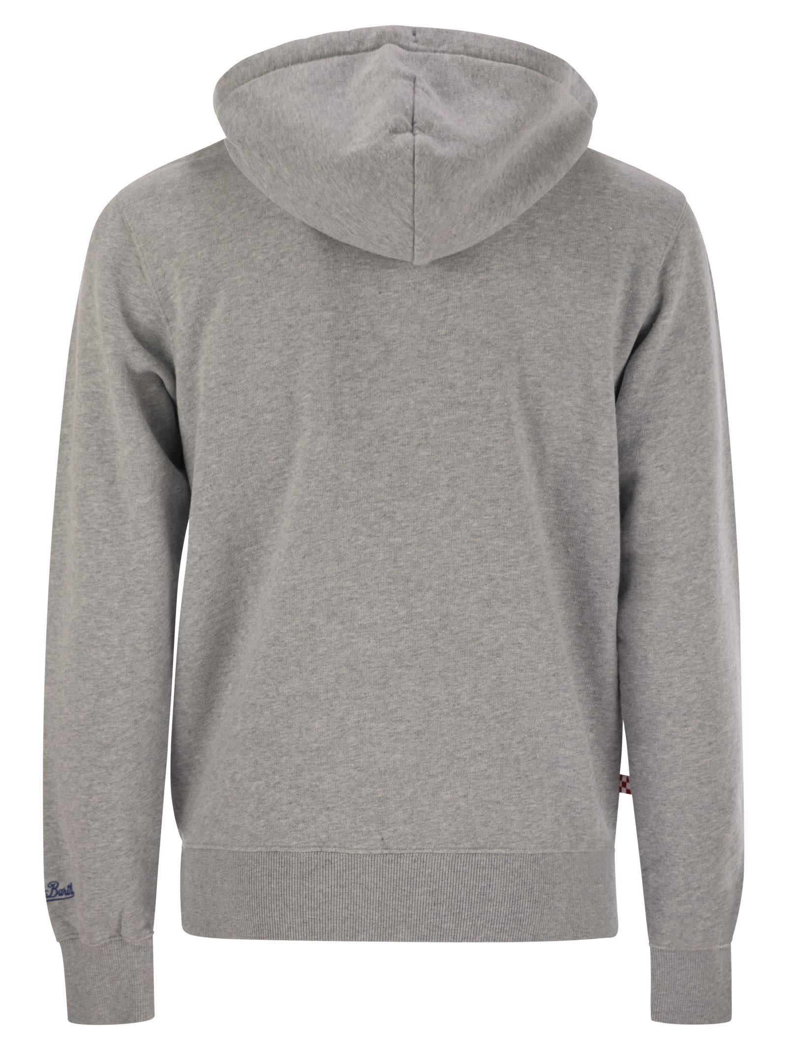Mc2 Saint Barth Mens Grey Tribeca Sweatshirt With Vacanze Di Natale Logo Embroidery In Grey/yellow