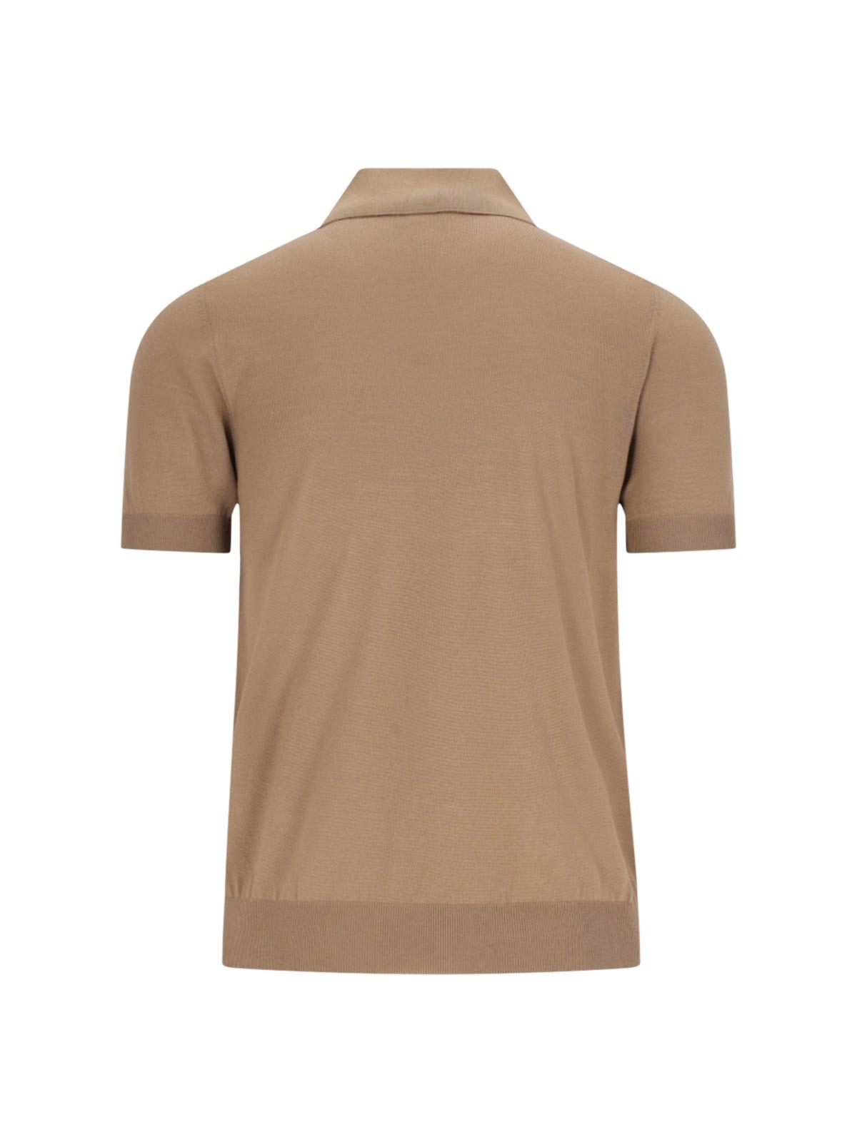 Shop Fendi Logo Knit Polo Shirt In Noce