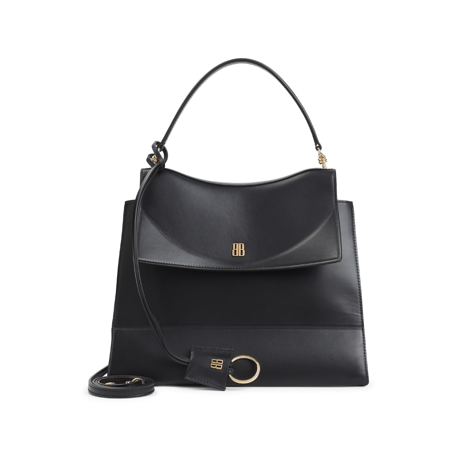 Balenciaga Medium Nano Leather Shoulder Bag In Black