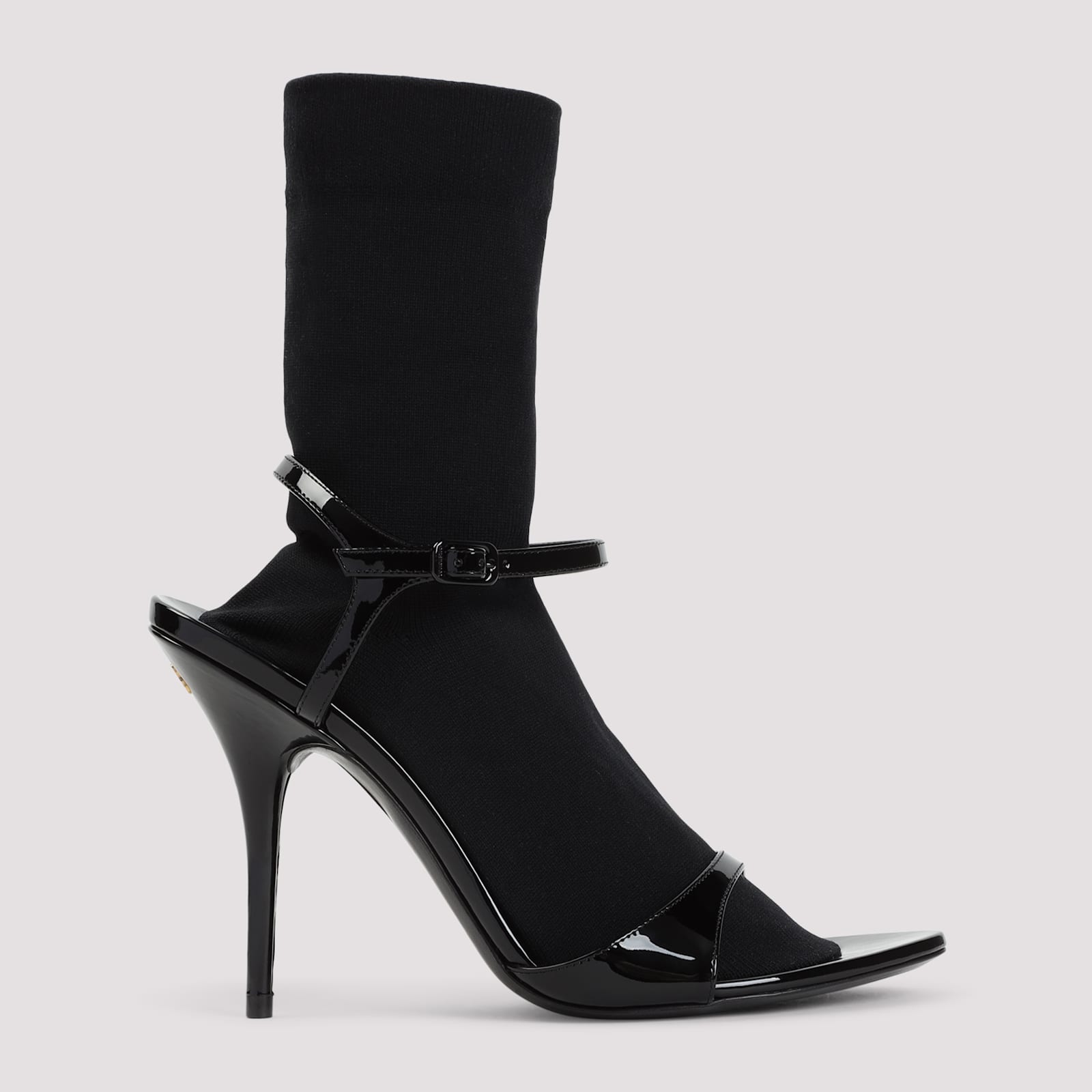 Balenciaga Avenue Sock Black Sandal In Patent Leather And Mesh In Black Black